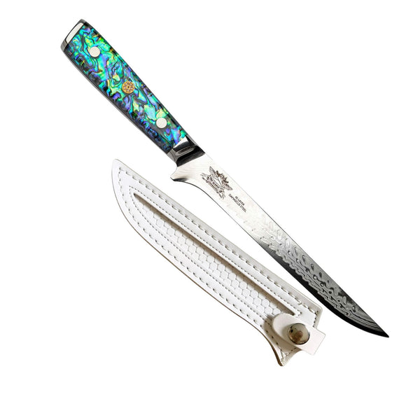 CHEF SUPPLY CO Kitchen Knives Sea Creature Series Boning & Trimming, Knife. 18 cm - 7 inch 45 Layer AUS-10 Damascus, Resin Handle. (NON FLEXIBLE)