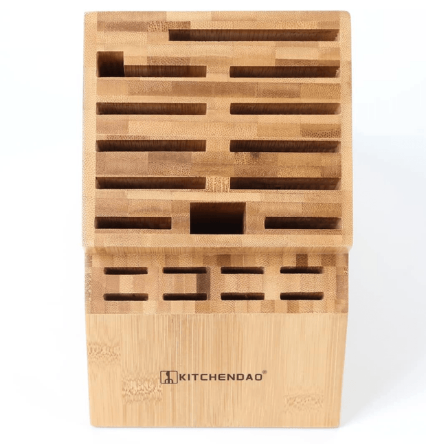 CHEF SUPPLY CO Knife Block Deluxe 20 Slot Bamboo Knife Block Made From High Density Bamboo Wood