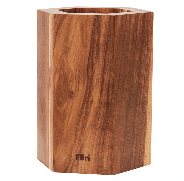 CHEF SUPPLY CO Knife Block Furi Pro | 12-Slot Hexagonal Magnetic Knife Block | Anti Slip Feet | Australian Design | Natural Acacia (Brown)