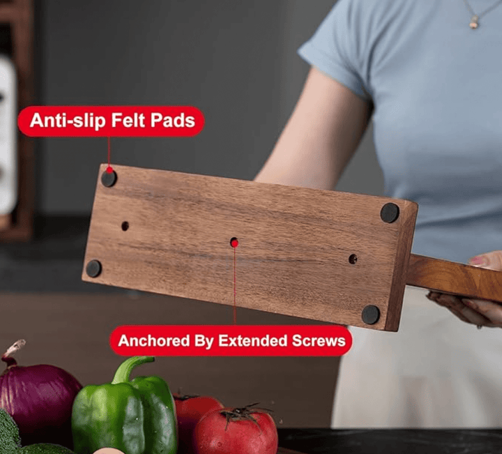 CHEF SUPPLY CO Knife Block KUCHEASY | Double-Sided Magnetic Knife Block | Wooden Universal Knife Stand