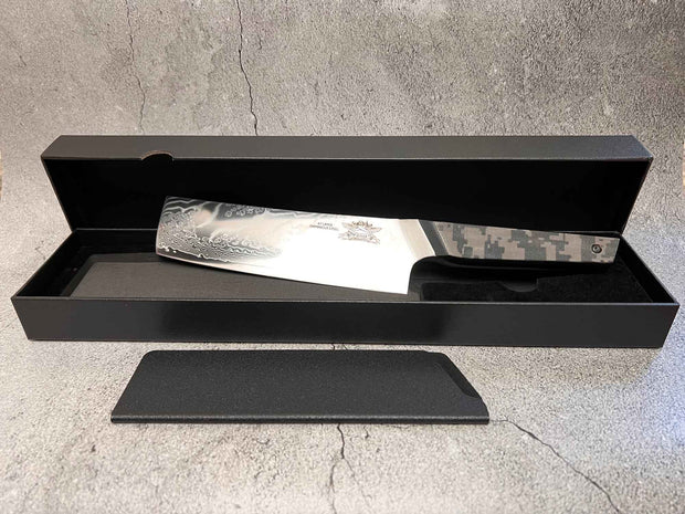 CHEF SUPPLY CO knife CAMO SERIES 18CM - 7 INCH NAKIRI VEGETABLE KNIFE. 45 LAYER DAMASCUS - OPEN BOX SPECIAL