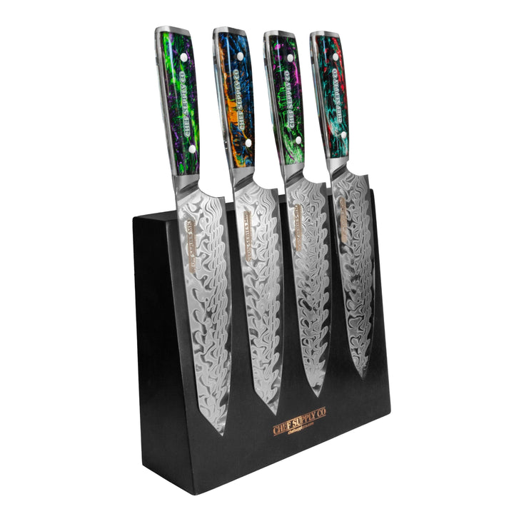 CHEF SUPPLY CO knife rack Black Acacia Wood Magnetic Knife Block: Double-Sided, Strong Magnets, Universal Compatibility. Modern Minimalist Knife Storage