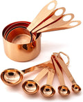 Chef Supply Co Measuring Cups and Spoons Set 9 Piece Copper Stainless Steel Measuring Cups and Spoons Set