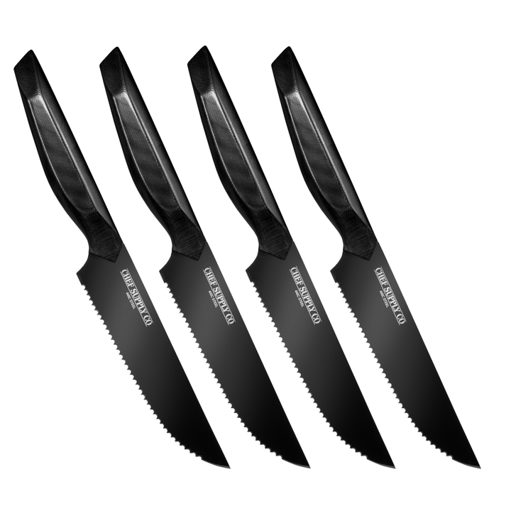 CHEF SUPPLY CO Midnight Series 440C Black Steak Knife - Set of 4