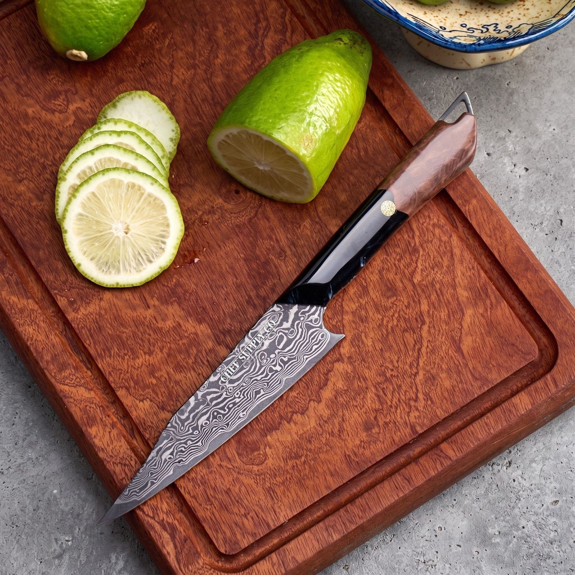 CHEF SUPPLY CO Night Train Series 5” Utility Knife - 67 Layer Damascus VG10 Steel