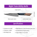 CHEF SUPPLY CO Night Train Series 5” Utility Knife - 67 Layer Damascus VG10 Steel