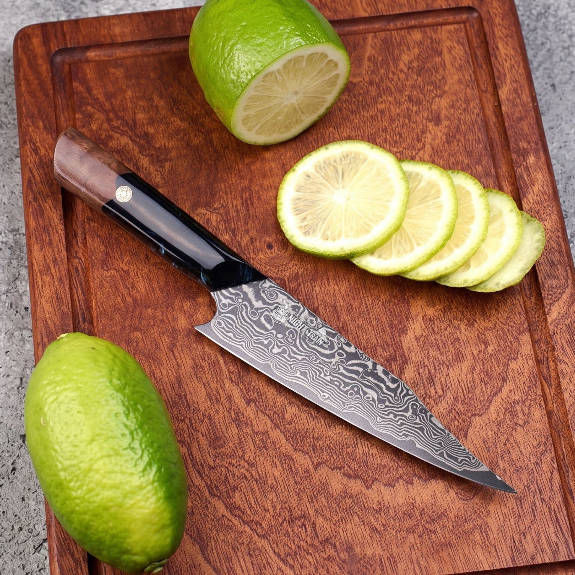CHEF SUPPLY CO Night Train Series 5” Utility Knife - 67 Layer Damascus VG10 Steel