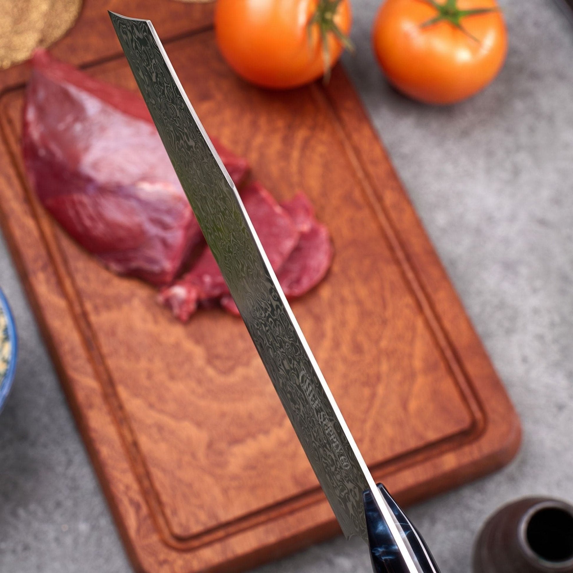 CHEF SUPPLY CO Night Train Series 7” Nakiri Knife - 67 Layer Damascus VG10 Steel