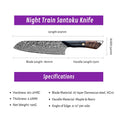 CHEF SUPPLY CO Night Train Series 7” Santoku Knife - 67 Layer Damascus VG10 Steel