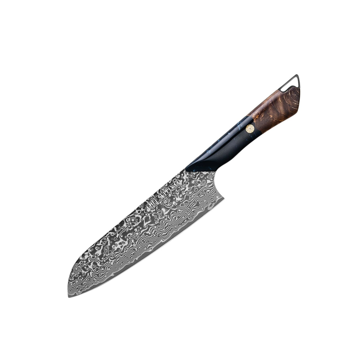 CHEF SUPPLY CO Night Train Series 7” Santoku Knife - 67 Layer Damascus VG10 Steel