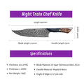 CHEF SUPPLY CO Night Train Series 8” Chef Knife - 67 Layer Damascus VG10 Steel