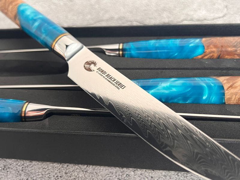 CHEF SUPPLY CO Sea Creature Series Damascus Steak Knife Set of 4 – Open Box Special