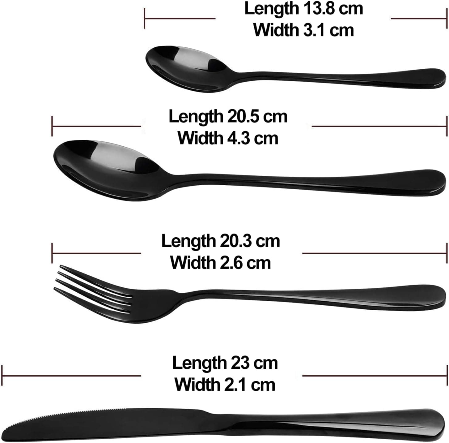 Chef Supply Co Silverware Black Stainless Steel Silverware 24 Pcs