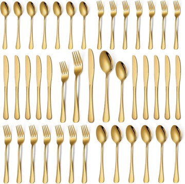 Chef Supply Co Silverware Gold Silverware Set 40 Pcs