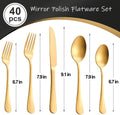 Chef Supply Co Silverware Gold Silverware Set 40 Pcs