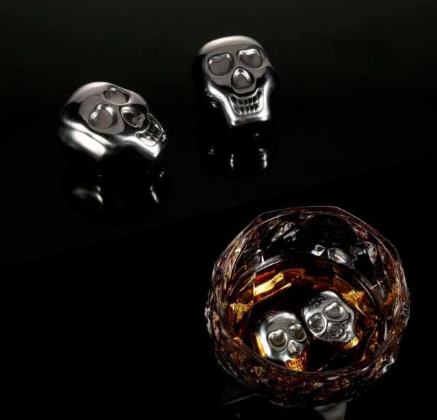 CHEF SUPPLY CO Skull Whisky Glass, Cold Stone & Tongs Gift Set