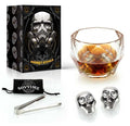 CHEF SUPPLY CO Skull Whisky Glass, Cold Stone & Tongs Gift Set