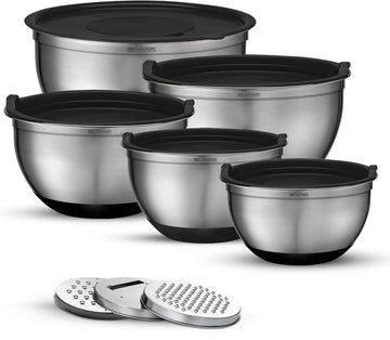 Chef Supply Co Stainless Steel Mixing Bowl Set Belwares Mixing Bowls with Lids Set 5Pcs
