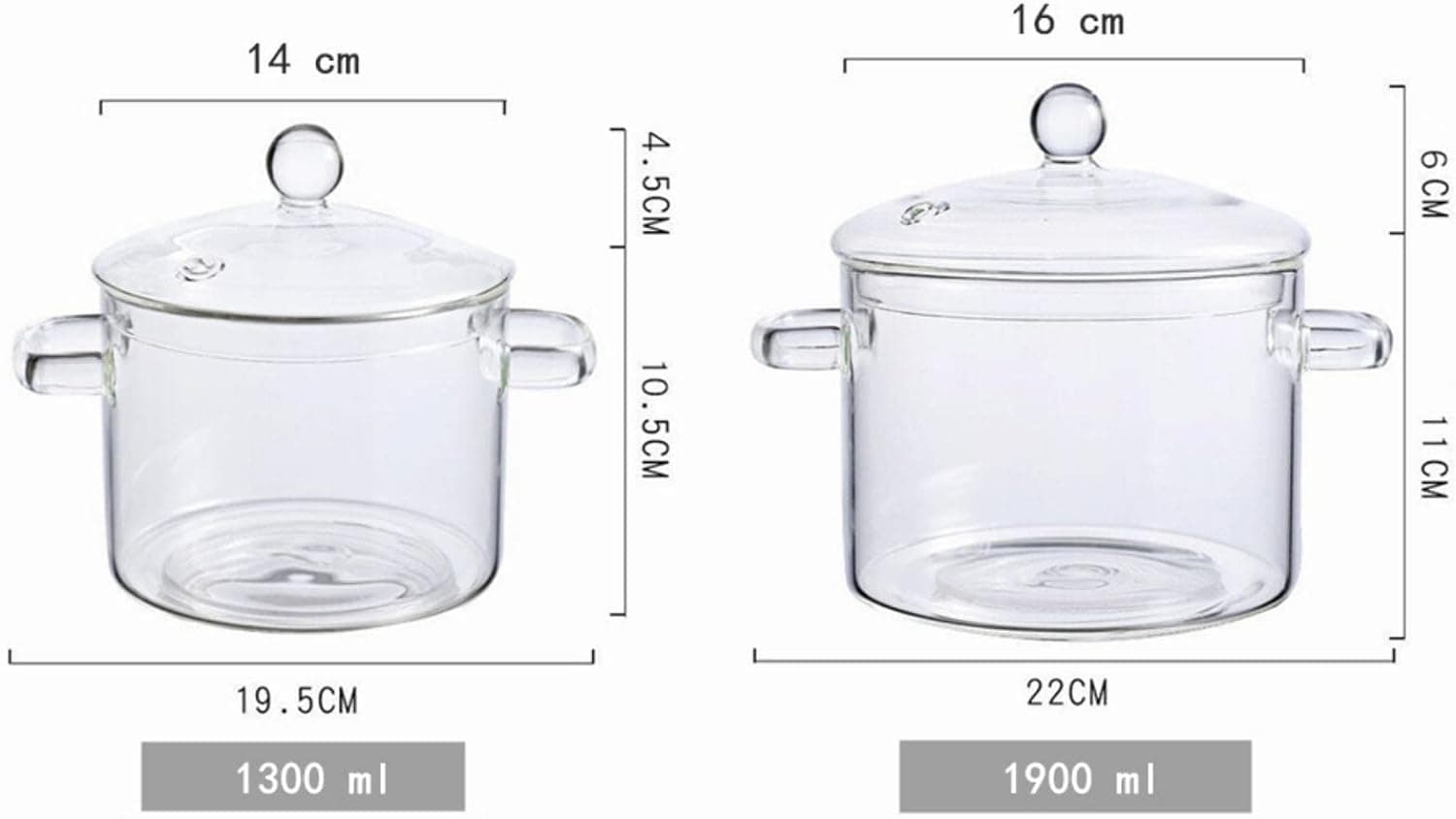 Chef Supply Co Stockpot Glass Cookware 1900ml