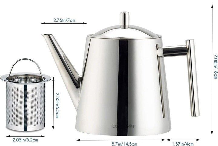 Chef Supply Co Tea Kettle Stainless Steel Teapot with Removeable Infuser 1500ml