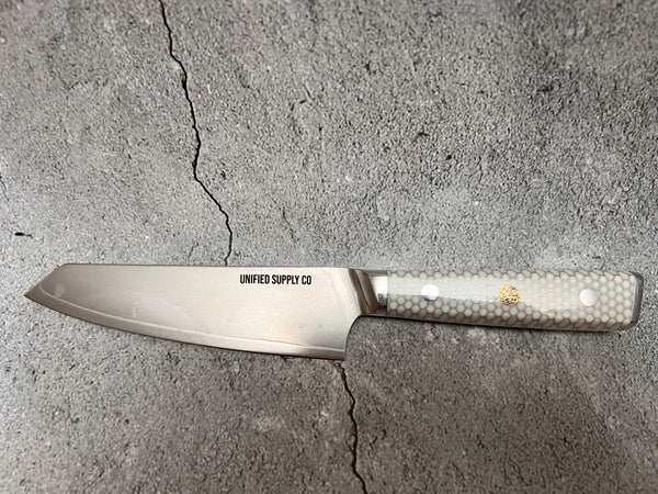 CHEF SUPPLY CO WHITE TESSELLATION SERIES 12CM - 5.5" MINI KIRITSUKE KNIFE - NO BOX SPECIAL