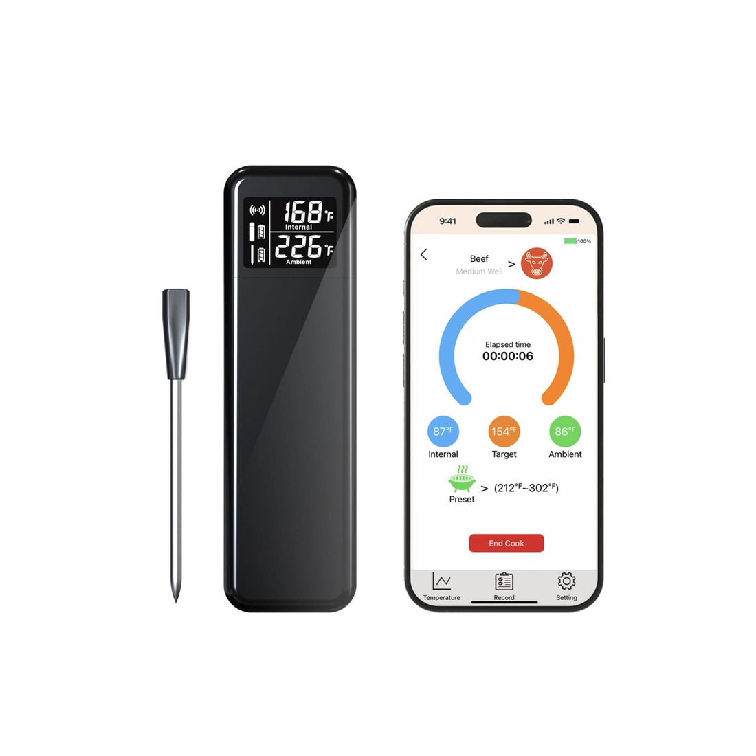 CHEF SUPPLY CO Wireless Meat Thermometer - 820ft Long Range Bluetooth