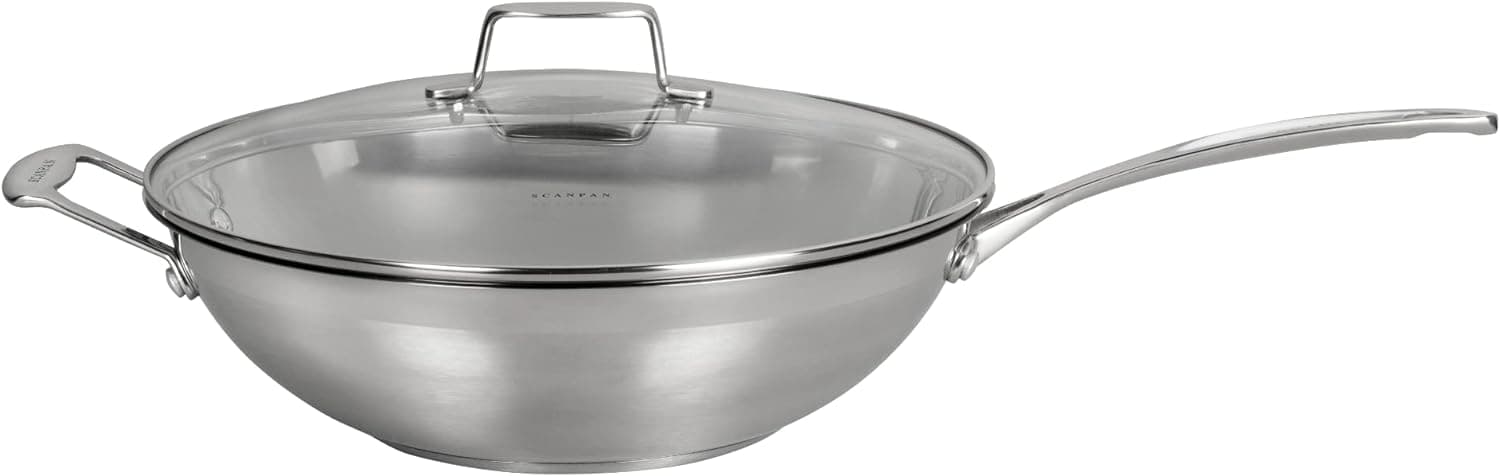 32cm Stainless Steel Impact Wok with Lid