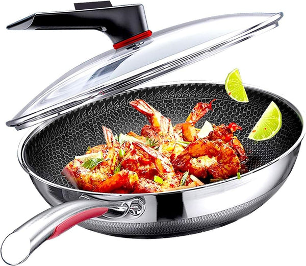 Chef Supply Co Wokpan Non Stick Wok Pan with Lid 12.6In"