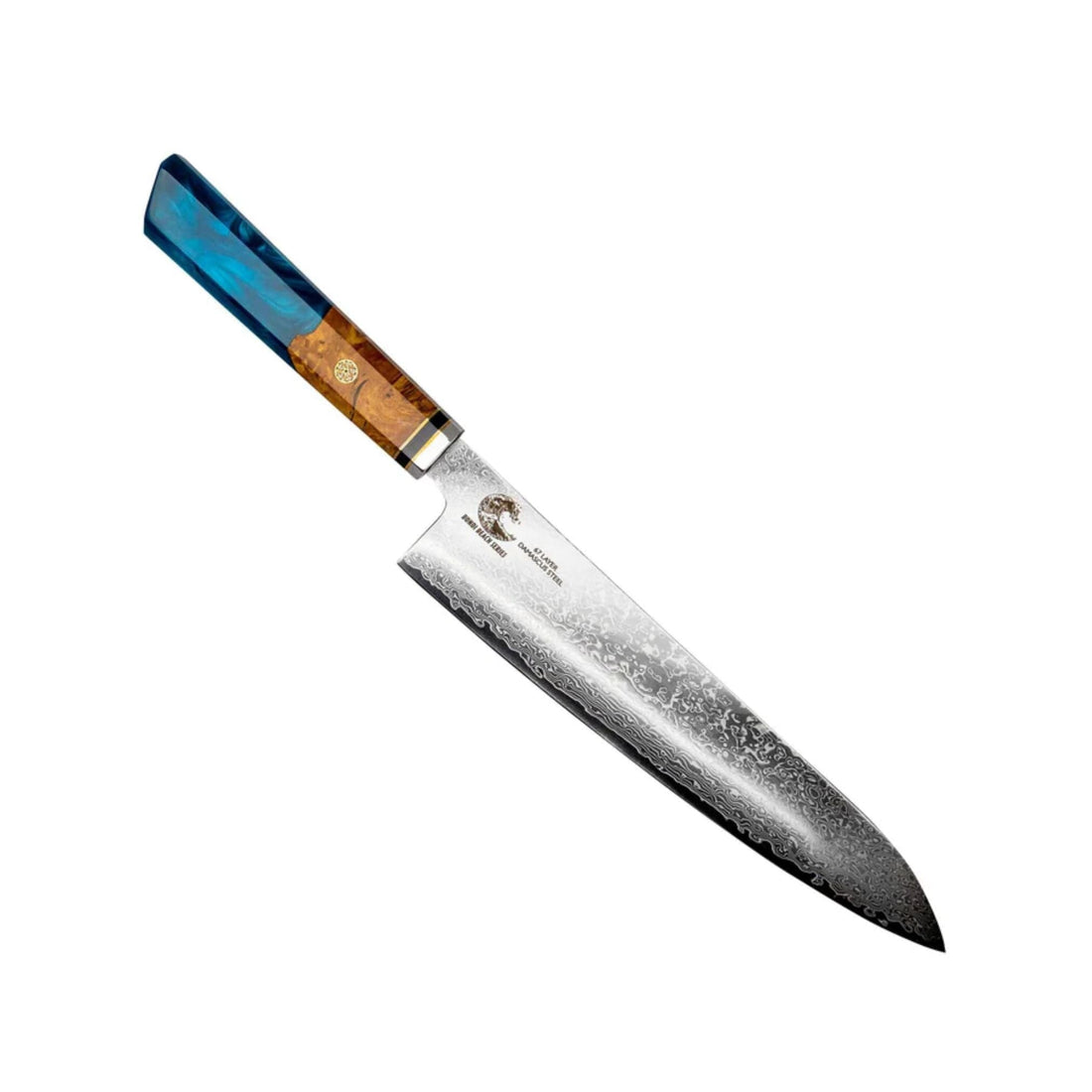 CSC BRANDED Kitchen Knives Bondi Beach Series 22 cm 8.6 inch Gyuto Damascus Knife Featuring Resin and Wood Handle