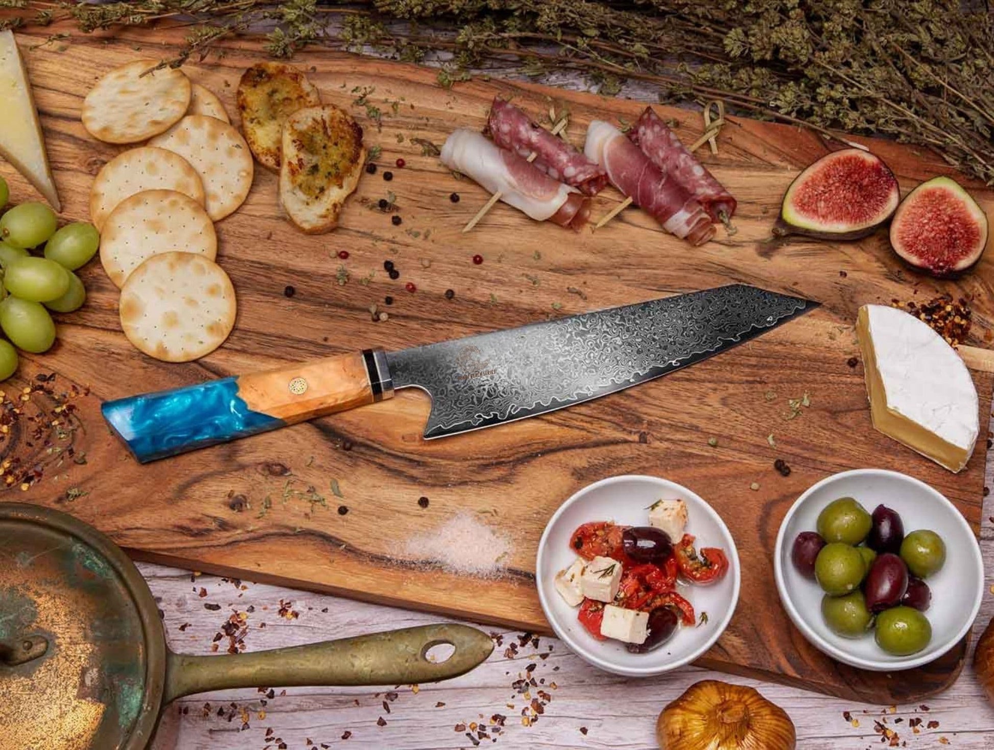 CSC BRANDED Kitchen Knives Bondi Beach Series Kiritsuke 20.5 cm - 8 inch Damascus Chef Knife