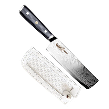 CSC BRANDED Kitchen Knives Dark Tessellation Series 18 cm - 7 inch AUS-10 Damascus Nakiri Vegetable Knife