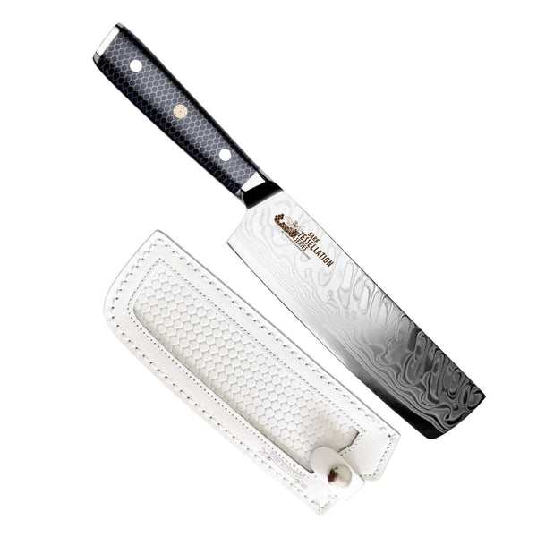 CSC BRANDED Kitchen Knives Dark Tessellation Series 18 cm - 7 inch AUS-10 Damascus Nakiri Vegetable Knife