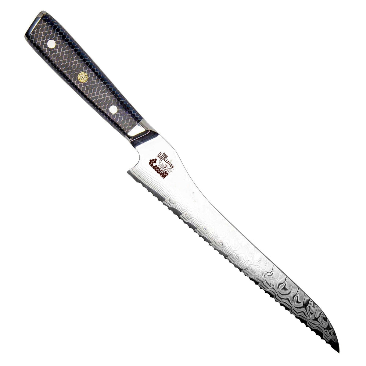 Chef Supply Co Dark Tessellation Series Damascus bread knife