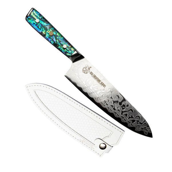 CSC BRANDED Kitchen Knives Sea Creature Series. 8.25" - 21 cm, 45 Layer AUS-10 Damascus Chef Knife, Resin Handle