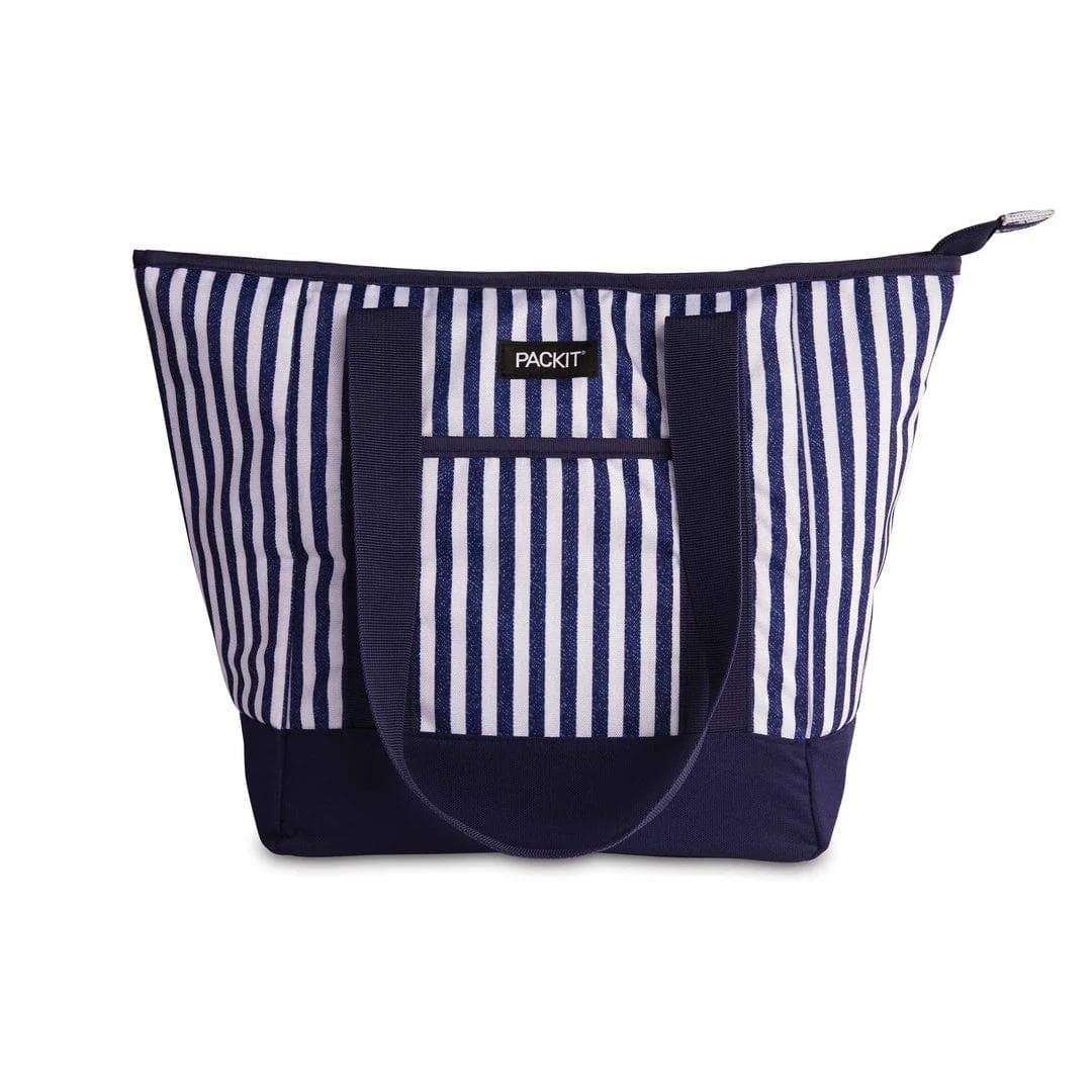 PackIt PackIt Freezable 12 Can Cooler Tote Bag - Blue Seaside Stripe