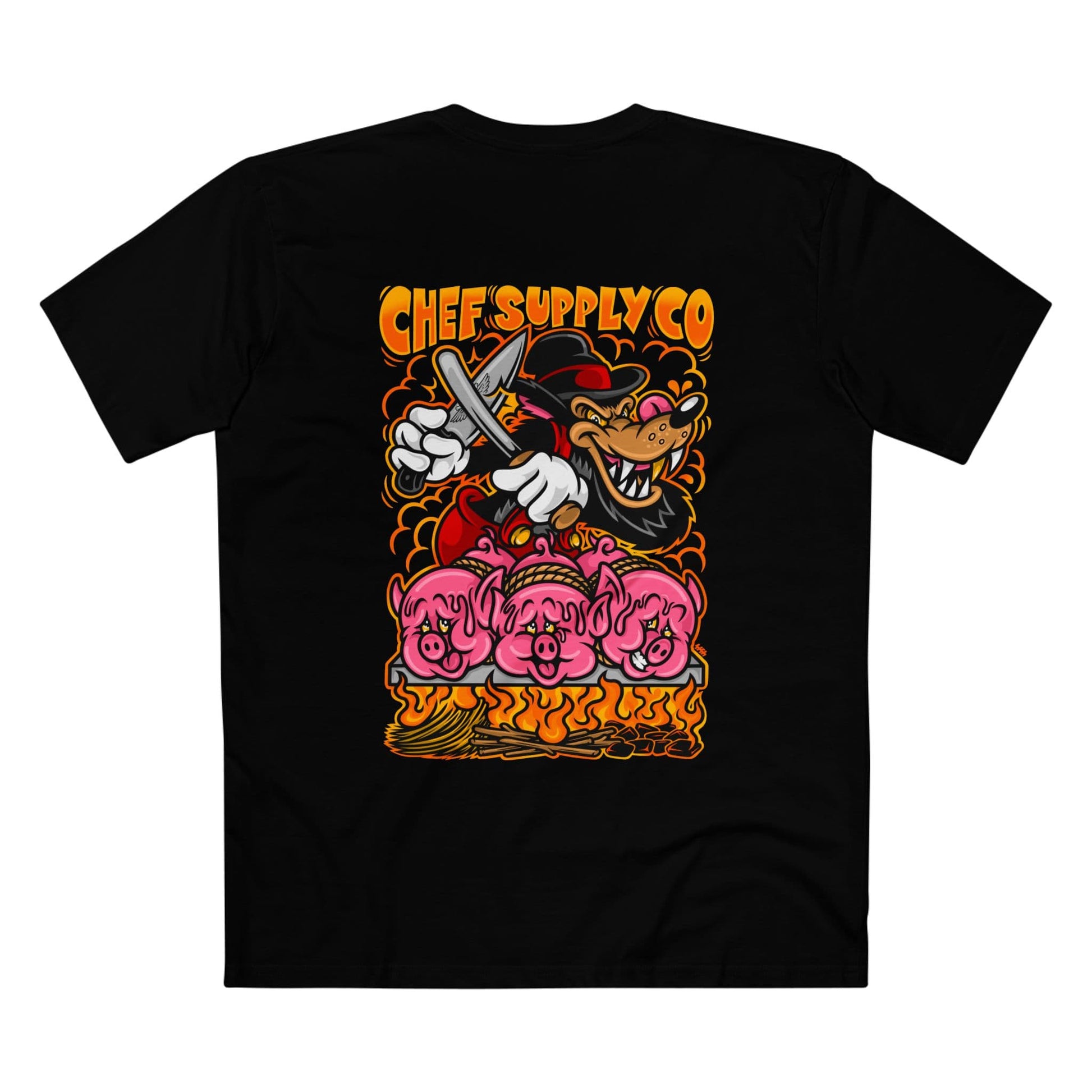 Printify T-Shirt Black / XS Chef Supply Co - Piggys n Wolf Logo - AS Colour T-Shirt
