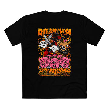 Printify T-Shirt Black / XS Chef Supply Co - Piggys n Wolf Logo - AS Colour T-Shirt