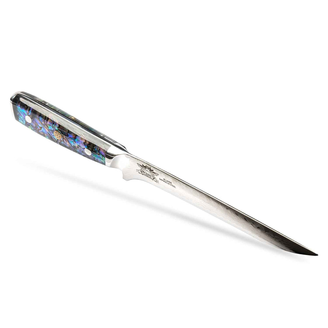 CHEF SUPPLY CO Kitchen Knives Sea Creature Series Boning & Trimming, Knife. 18 cm - 7 inch 45 Layer AUS-10 Damascus, Resin Handle. (NON FLEXIBLE)