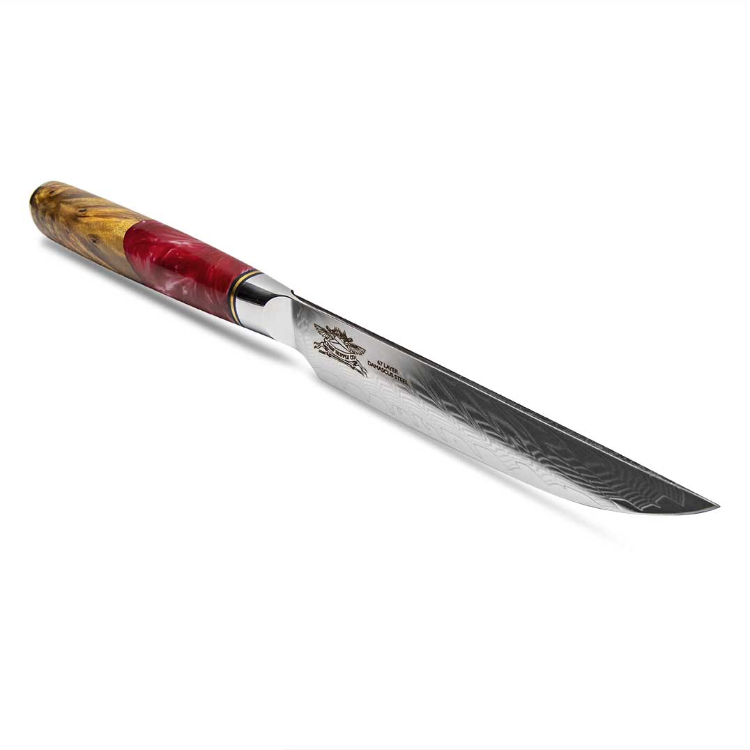 CHEF SUPPLY CO steak knives Blood Beach Series Damascus Steak Knives - Set of 4 - Black Resin and Wood Burl Handles